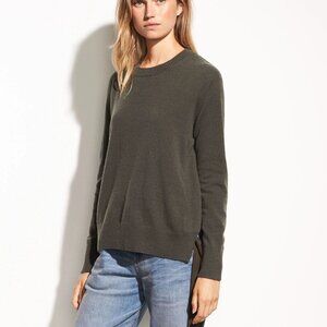 Vince Bow Side Tie Green Cashmere Crewneck Sweater - Size XS